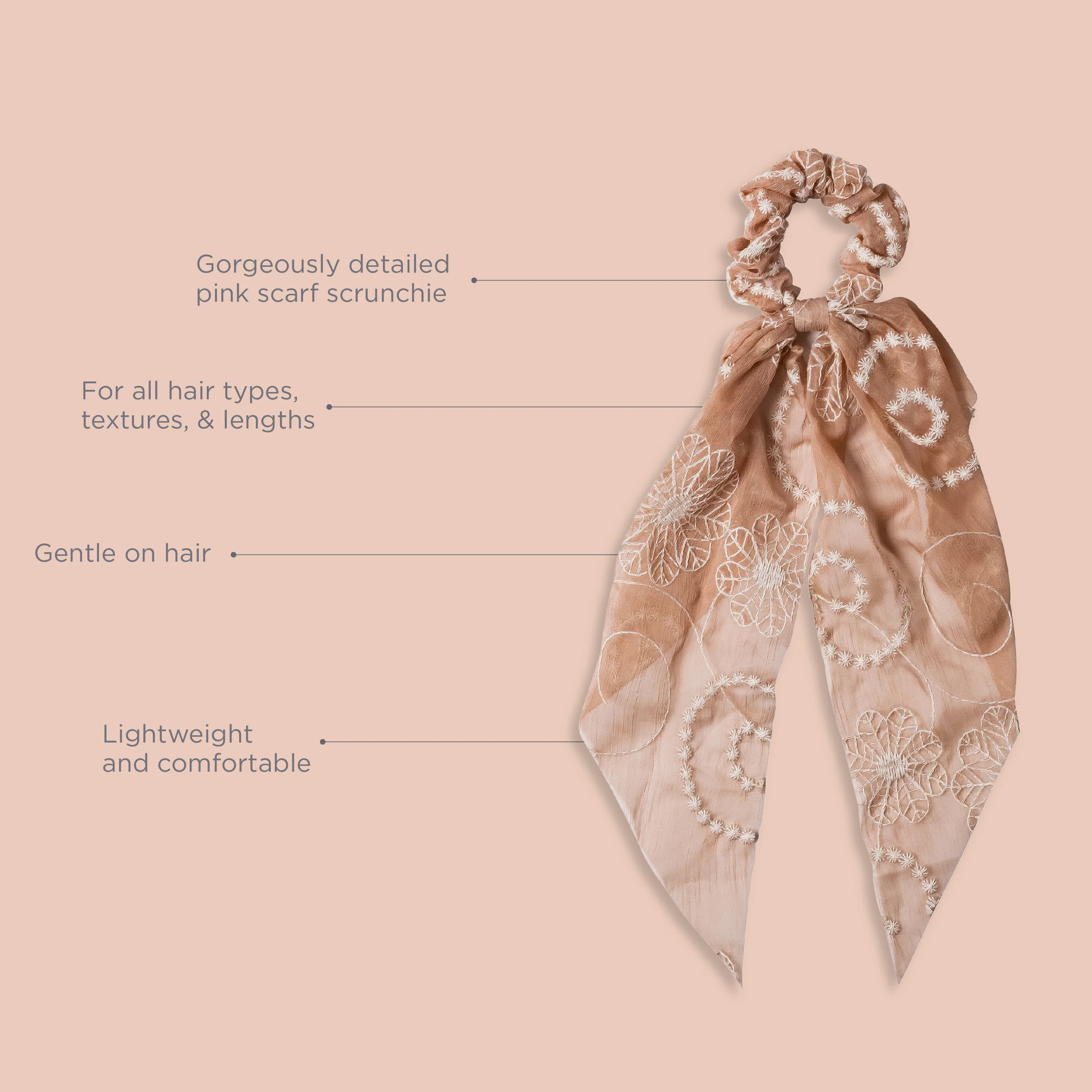 Take Me to the Beach Scarf Scrunchie & Ponytail Holder, Pink - Image 7